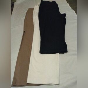 Bundle Of 3 Women's Pants in Black, Ivory, and Camel